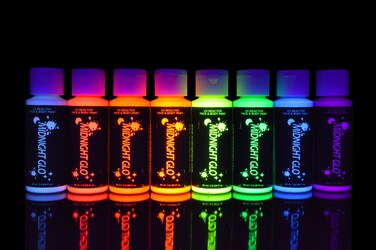 Midnight Glo UV Neon Face  Body Paint Glow  Blacklight Reactive Fluorescent Paint  Safe Washable NonToxic Great For Raves Parties Festivals Halloween 2 oz Bottles8