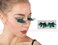 DESIRES LASHES By EMILYSTORESEMILYSTORES Green FauxFeather Costume Eye Lashes For Halloween Dramatic Eyelashes Party Looking 1 Pair