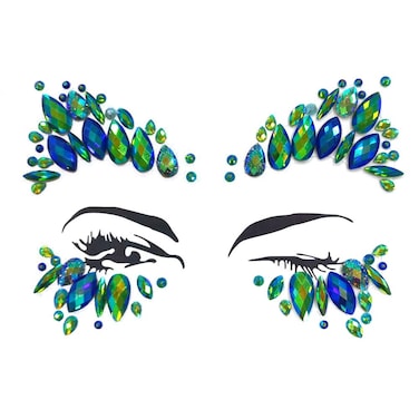 Face Jewels festival halloween face Tattoo body gems Bindi Glitter Eyes rhinestone Forehead Sticker DIY Face Decoration Face Gems Rhinestone Temporary Tattoo Stickeremerald abSR14