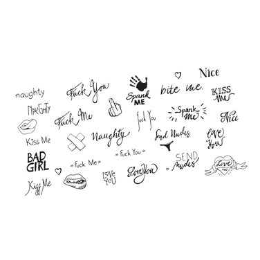 Neva Nude FOOK YU SOUP Naughty Words and Symbols Large Temporary Tattoo Pack  Body Decoration for Festivals Raves and More