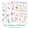 Savvi50 Mermaid Dream Temporary Tattoos Glitter SkinSafe Ink Great for Birthday Parties Gifts for Boys and Girls Ages 412 Made in the USA 6 sheets 50 count