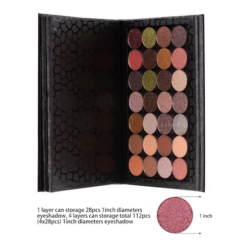 Allwon 4Layer Book Shaped Magnetic Palette Large Empty Makeup Palette Storage Box for Eyeshadow Lipstick Blush Powder Black