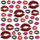 25 Sheets 65Pcs Red Lips Temporary Tattoo Stickers Selfadhesive Fake Red Lips Tattoos Waterproof Face Stickers for Adult Women Girls Face Body Halloweens Day Decorations