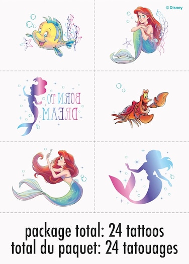 Unique Multicolor Disney The Little Mermaid Tattoos 24 Count  Transform Your Skin with Magical Longlasting Designs Perfect Party Favors for Mermaid Lovers