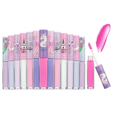Expressions 14pc Lip Gloss for Girls  Glossy Lip Gloss Tubes  Non Toxic Lip Gloss Set  Unicorn Princess Birthday Party Favors Kids Makeup