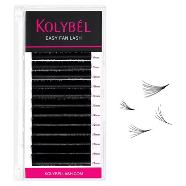 KolybelEyelash Extensions Easy Fan Lashes 005 Thickness D Curl 815mm Mix Tray Auto Blooming Lash Extension Volume Lashes Lasting Self Fanning Lashes005D815mm