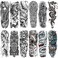 Halloween Full arm temporary tattoo12sheets L19xW7 Sleeve Tattoos temporary Demon Fake Tattoos That Look Real Tiger Dragon Koi Evil Eyes