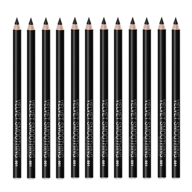 Black Eyeliner Pencil Set  12 PCs Smudge Proof Matte Waterproof Long Lasting Makeup Eye Liners