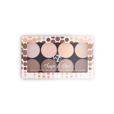 W7Shape  Glow Highlight  Contour Powder Palette  Professional 8 Shade Face Makeup Palette