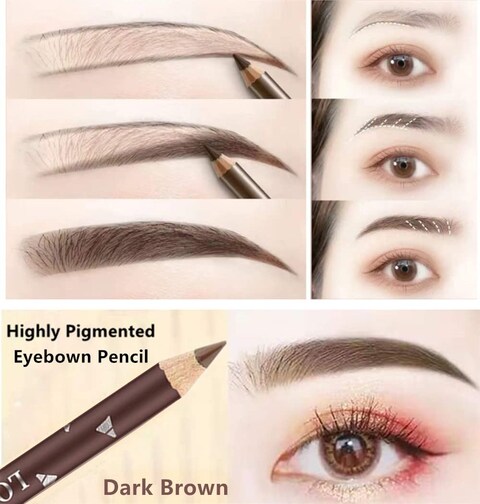 Go Ho 12 PCS Dark Brown Eyebrow Eyeliner Pencils Makeup PenSweatproof Eye Brow PencilLonglasting Nice Color Eyebrow PenMake up Brow Tint PencilsDark Brown