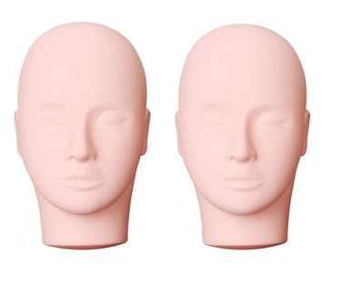 Pro Training Mannequin Flat Head Practice Make Up Eye Lashes Eyelash ExtensionsPractice Training Head Manikin Cosmetology Mannequin Doll Face Head2 Pack