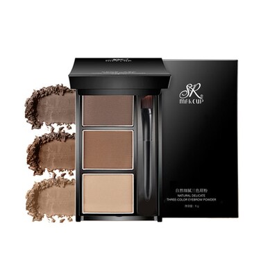 Eyebrow powder threecolor brow disc waterproof eyebrow powder eyebrow makeup kit eyebrow filler to shape natural eyebrows 02 Brown light brown skin tone
