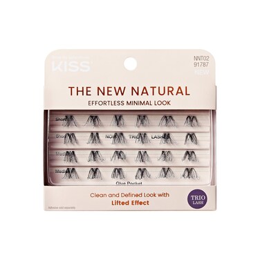 KISSThe New Natural False Eyelashes Noir 12mm14mm16mm Includes 24 Wisps Contact Lens Friendly Easy to Apply Reusable Strip Lashes