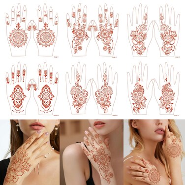 Henna Tattoo Stickers kitIndian Waterproof temporary tattoo stickers Brown Temporary Henna Tattoos Use for Beach Festivals  Parties