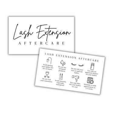 Lash Aftercare Extension Care Cards  50 Pack  Eyelash False 2 x 35 inches Symbols 23 Week Refill Instructions Minimalist Gold foil Appearance Pink White and Black How to Care for Your Extensions