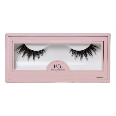 House of Lashes Iconic Demi CrueltyFree Faux Mink Fiber Lashes 3D Crisscrossed VFormation for Full Volume CatEye Look Reusable up to 15 Times Cotton Blend Band