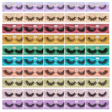 FARRED Wholesale Faux Mink Lashes Bulk 50 Boxes 10 Styles Eyelashes Volume Lashes 10 Portable Individual Boxes 1020mm Mixed Natural Look Lash 3D False Eyelashes