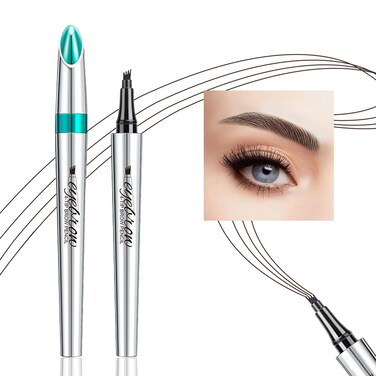 Microblading Eyebrow Pen Eyebrow Pencil with 4Prong MicroForkTip Applicator Liquid Waterproof Eyebrow Pencil for Women Creates Natural Looking Brows Effortlessly Dark Brown