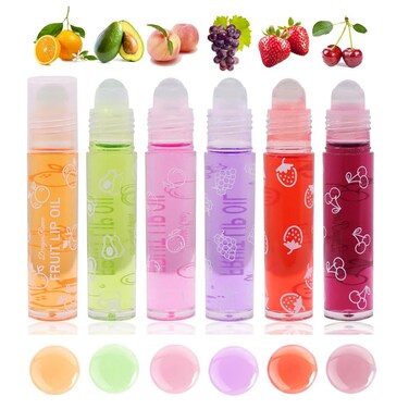 6Pcs RollOn Lip Gloss SetFruit Flavored Roll On Rollerball Lip OilTransparent Plumping Lip Gloss for Teens and KidsNon Toxic LipMakeup Set