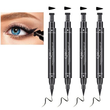 Winged Eyeliner Stamp Set 4 PCs Dualended Eyeliner Pens with Felt Tip  Wing Stamp Long Lasting and Smudge Proof Eye Makeup for Women