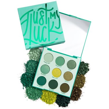 ColourpopJust My Luck Green Eyeshadow Palette  Green  Neutral Eyeshadow Palette with Matte  Metallic Finishes  HighPigment Eye Makeup with a LongWearing Formula 03 oz