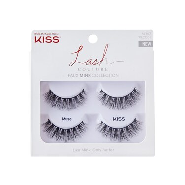 KISSLash Couture False Eyelashes Muse 14 mm Includes 2 Pairs Of Lashes Contact Lens Friendly Easy to Apply Reusable Strip Lashes Glue On Lashes