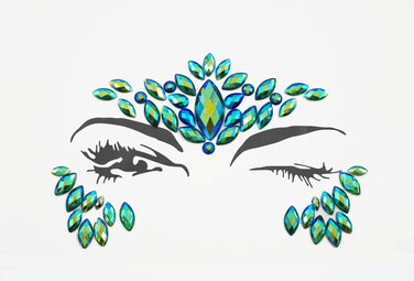 Green Face Jewels Stick On Halloween Face Gems Sticker for Makeup Face Rhinestones Self Adhesive Face Glitter Face Jewelry Festival Party DIY Eye Tattoo Stickers Halloween Makeup Emerald AbSR17