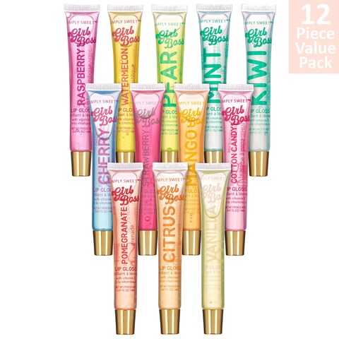 Expressions12pc Clear Lip Gloss Pack  Lip Oils with Vitamin E and Essential Oils Flavored Lip Gloss Clear Tubes Hydrating Lip Glow Oil Tinted Lip Oil Lip Moisturizer