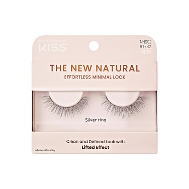 KISS The New Natural False Eyelashes Silver Ring 12 mm Includes 1 Pair Of Lash Contact Lens Friendly Easy to Apply Reusable Strip Lashes