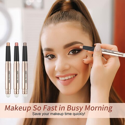 White Eyeshadow Stick MakeupCream Shimmer Smooth Glitter Eye Shadow Pencil Base Primer Palette Waterproof Long Lasting EyeShadow Pen White Liner Highlighter Stick MultiDimensional Eyes Look
