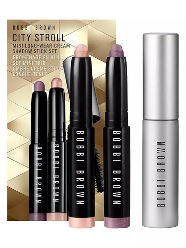 Bobbi BrownCity Stroll Mini LongWear Cream Shadow Stick Set Golden Pink and Mauve with Smokey Eye Mascara