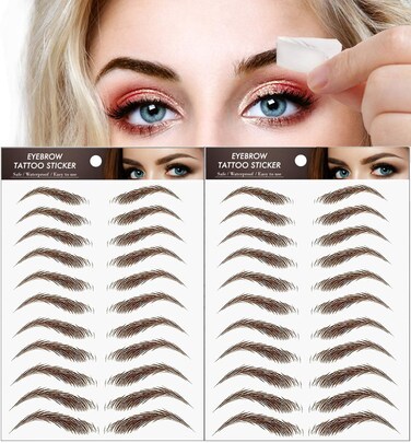 22 Pairs Peel Off 4D Eyebrow Tattoo Sticker Nature False Eyebrows HairLike Authentic Eyebrows Long Lasting Waterproof Temporary Tattoo for Eyebrow Grooming Shaping Brown