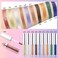 Glitter Liquid Eyeshadow Metallic Pigments Shimmer Makeup Metals Gloss for Eyes Eyeliners Sparkling Eye Shadow Shiny Pen Eyeliner Kit Long Lasting Waterproof Silver
