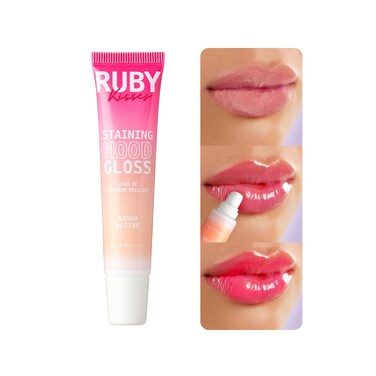 Ruby KissesStaining Mood Lip Gloss Mango Butter Infused for Hydration PHActivated Hue Change Lightweight Feel NonSticky Shine for Long Lasting Fuller  Smoother Lips 1pc