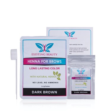 Dark Brown Eyebrow Henna Tint for Eyebrow Color Professional Henna Brow Kit Including Use Instructions and Mixing Bowl 3x 1g Packets Brow Dye by Existing Beauty