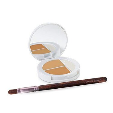 Sheer CoverStudio  Conceal and Brighten Highlight Trio  TwoToned Concealers  Shimmering Highlighter  MediumTan Shade  With FREE Concealer Brush  3 Grams