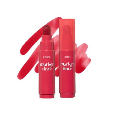 ETUDE Dear Darling Marker Tint 1 Raspberry Pop  Hydrating  Long Lasting Lip Stain  High Pigmented Lip Maker with Easy Drawing Tip  Korean Daily Lip Tint red