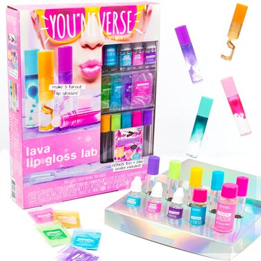 Just My Style Youniverse Lava Lip Gloss Lab AtHome STEM Kits For Kids Age 6 And Up Makeup Kits DIY Activities for Birthday Parties Sleepovers