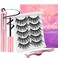 Magnetic Eyelashes with Eyeliner  Magnetic Eyelashes Mink Look Kit Mixed 3D Mink Magnetic Eyelashes Reusable False Lashes with Applicator No Glue Needed 5Pairs mink look