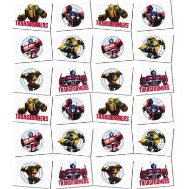 Unique Transformers Temporary Tattoos  Assorted Designs 24 Pcs