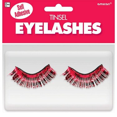 Red Tinsel Eyelashes 12 x 1 Perfect for Parties Costumes Celebrations