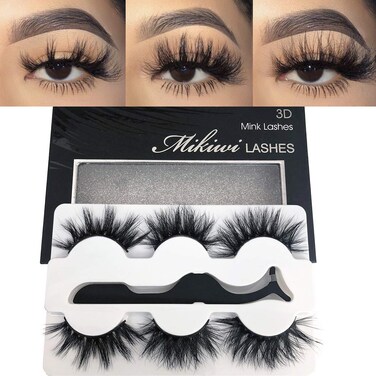 mikiwiReal Mink lashes 3D Mink Lashes 5D Mink Lashes Fluffy Long Mink Eyelashes Dramatic Lashes Luxury Makeup Valentines Day Gifts eyelashes 3pairsa