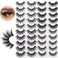 DYSILK Mink Lashes False Eyelashes Wispy Lashes Natural Look 20 Pairs Lashes Pack 4 Styles Mixed Faux Mink Eyelashes 6D Fake Eyelashes Fluffy Cat Eye Lashes Pack 11mm20mm
