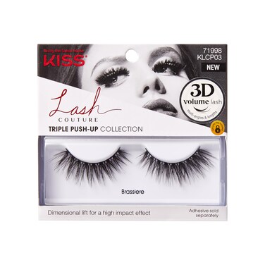 KISS Lash Couture Triple Push Up Collection 3D Volume False Eyelashes with Triple Design Technology MultiAngles  Lengths CrueltyFree Contact Lens Friendly and Reusable Style Brassiere 1 Pair