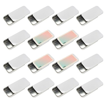 Slide Top Tin Containers for Lip Balm Solid Perfume 05 oz 16Pack wLabels  Small Empty Cosmetics Metal Boxes with Sliding Lids Gloss White