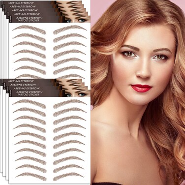 Aresvns Tattoo Eyebrows Brown 99 Pairs Newly Improved Fake Eyebrow Transfers Stickers Waterproof4D Realistic Imitation EyebrowsPopular Eyebrow Shapes for Women Girls Christmas Gift