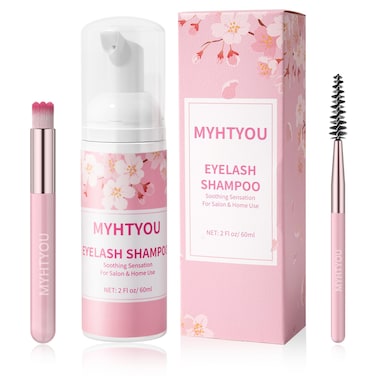 Eyelash Extension Cleanser Upgraded Eyelash Extension Shampoo 60MLMascara WandBrush Eyelash Foam Cleanser For Extensions and Natural LashesParaben  Sulfate Free Salon and Home Use