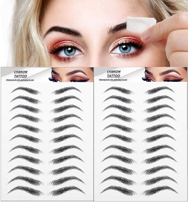 22 Pairs Eyebrow Tattoo Peel Off 4D Eyebrow Tattoo Sticker Nature False Eyebrows HairLike Authentic Eyebrows Long Lasting Waterproof Temporary Tattoo Eyebrow for Eyebrow Grooming Shaping Black