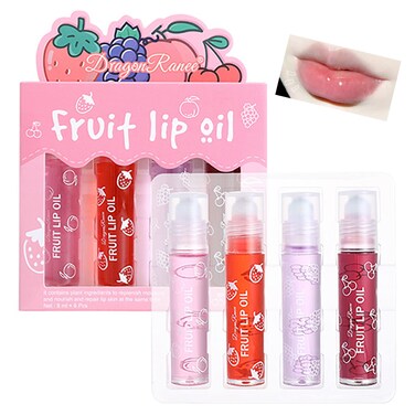 Girls Roll On Lip Gloss Set with Case 4 Pcs Glossy Lip Make up for Kids and Teens Fruity Flavors Kid Friendly Party Gift Best Friends
