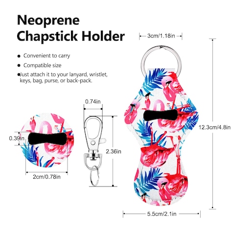 KPX40Pcs Chapstick Holder Random Color Keychain with Metal Clip Cords Lip Balm Holder Chapstick Keychain Holder Bulk for Lipstick Chapstick Tracker Safeguard